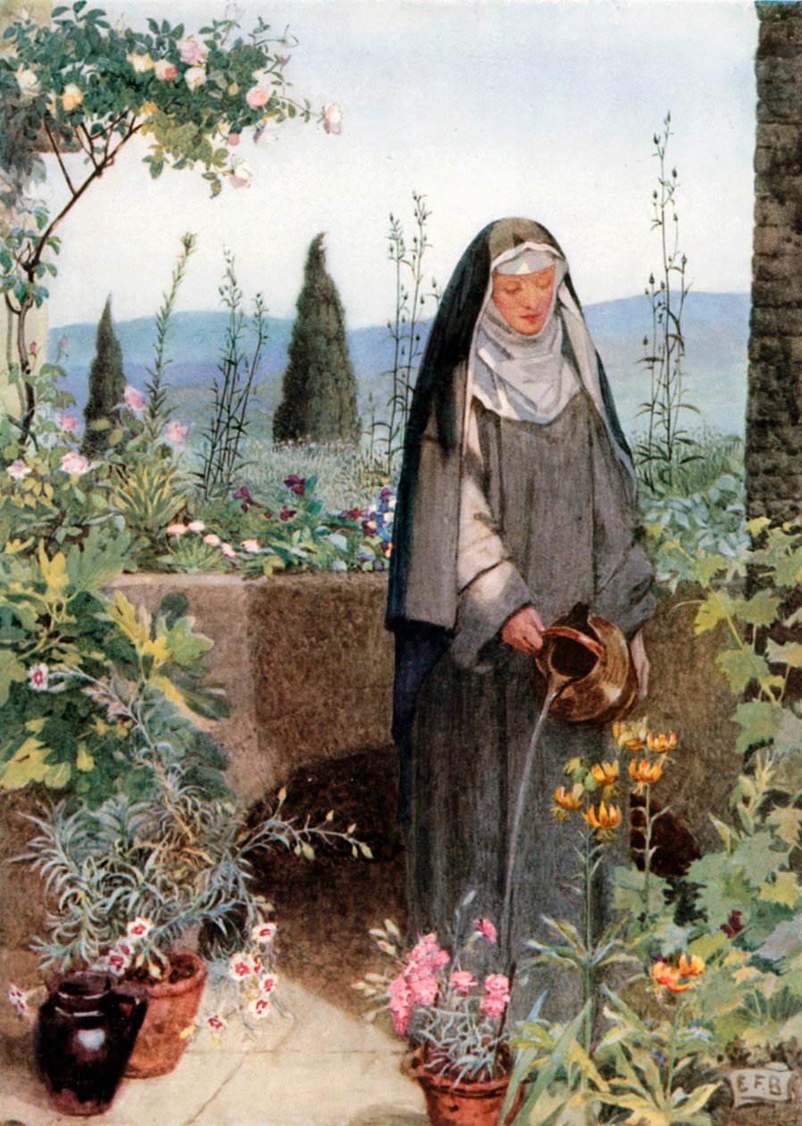 St Clare (renkli taş baskı) by Eleanor Fortescue-Brickdale