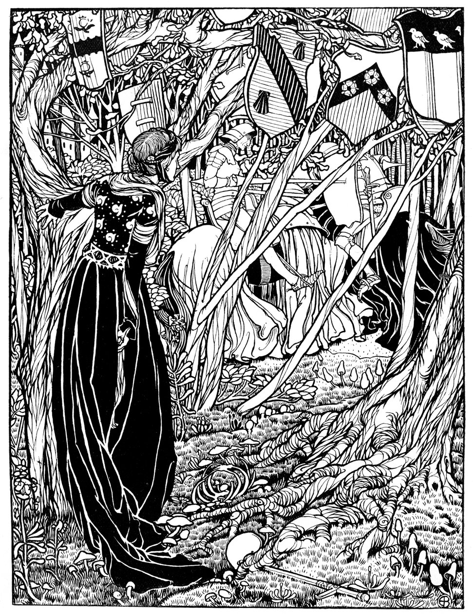 Sir Lancelot Du Lake için bir örnek, 1898. by Eleanor Fortescue Brickdale