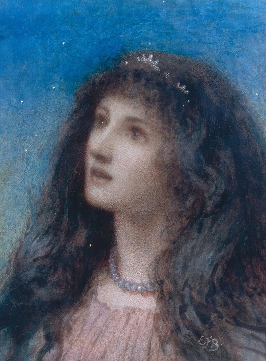 Geceleri Genç Bir Kızın Başı by Eleanor Fortescue Brickdale