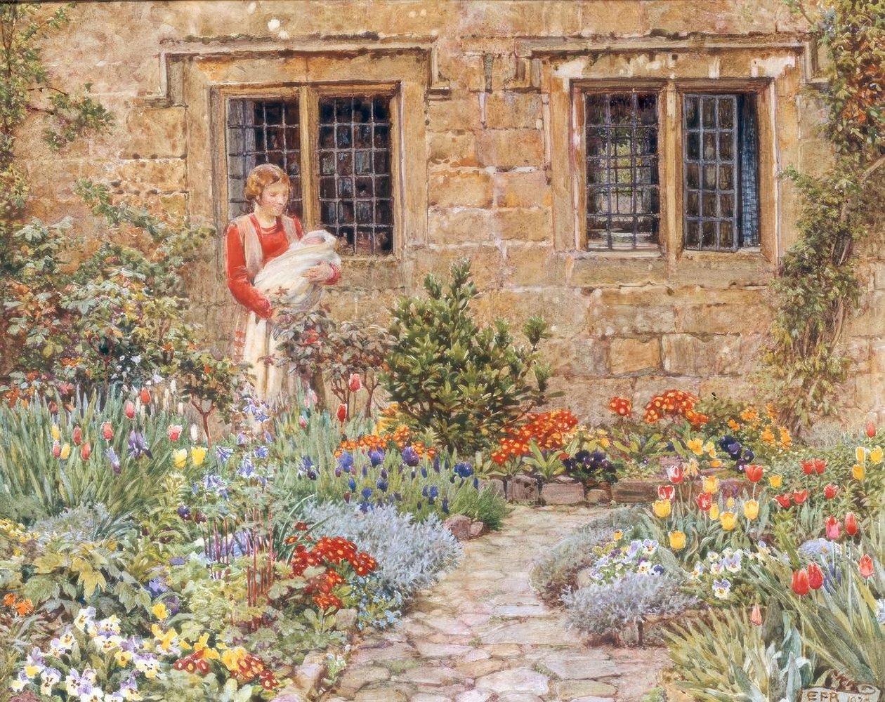 Bir Çiçek Bahçesinde Anne ve Çocuk by Eleanor Fortescue Brickdale