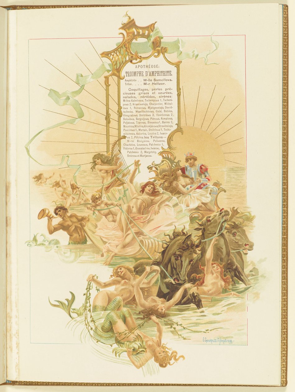 Marius Petipa ve Riccardo Drigo tarafından La Perle bale programı, 1896. by Elena Petrovna Samokish Sudkovskaya