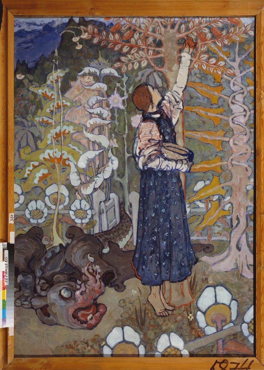 Un conte de peri (La belle et la bete) - Bir peri masalı (Kız ve canavar) - Resim Elena Dmitryevna Polenova (1850-1898), tuval üzerine yağlı boya by Elena Polenova