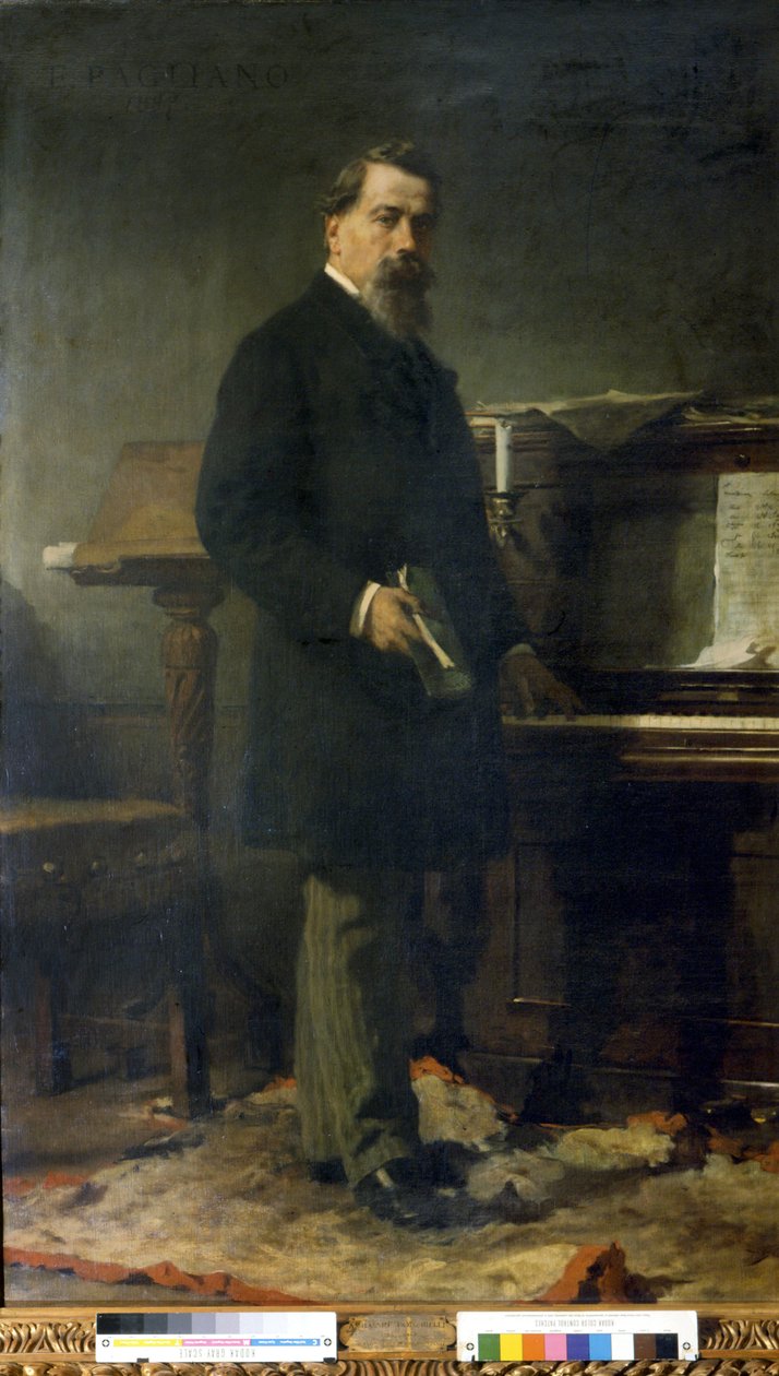 Amilcare Ponchielli (1834 - 1886). İtalyan besteci. Eleuterio Pagliano'nun tablosu. by Eleuterio Pagliano