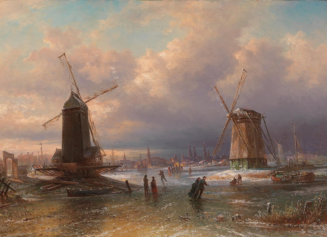 Bir Hollanda Kasabasının Dışında Buz Üzerinde Kış Zevkleri by Elias van Bommel