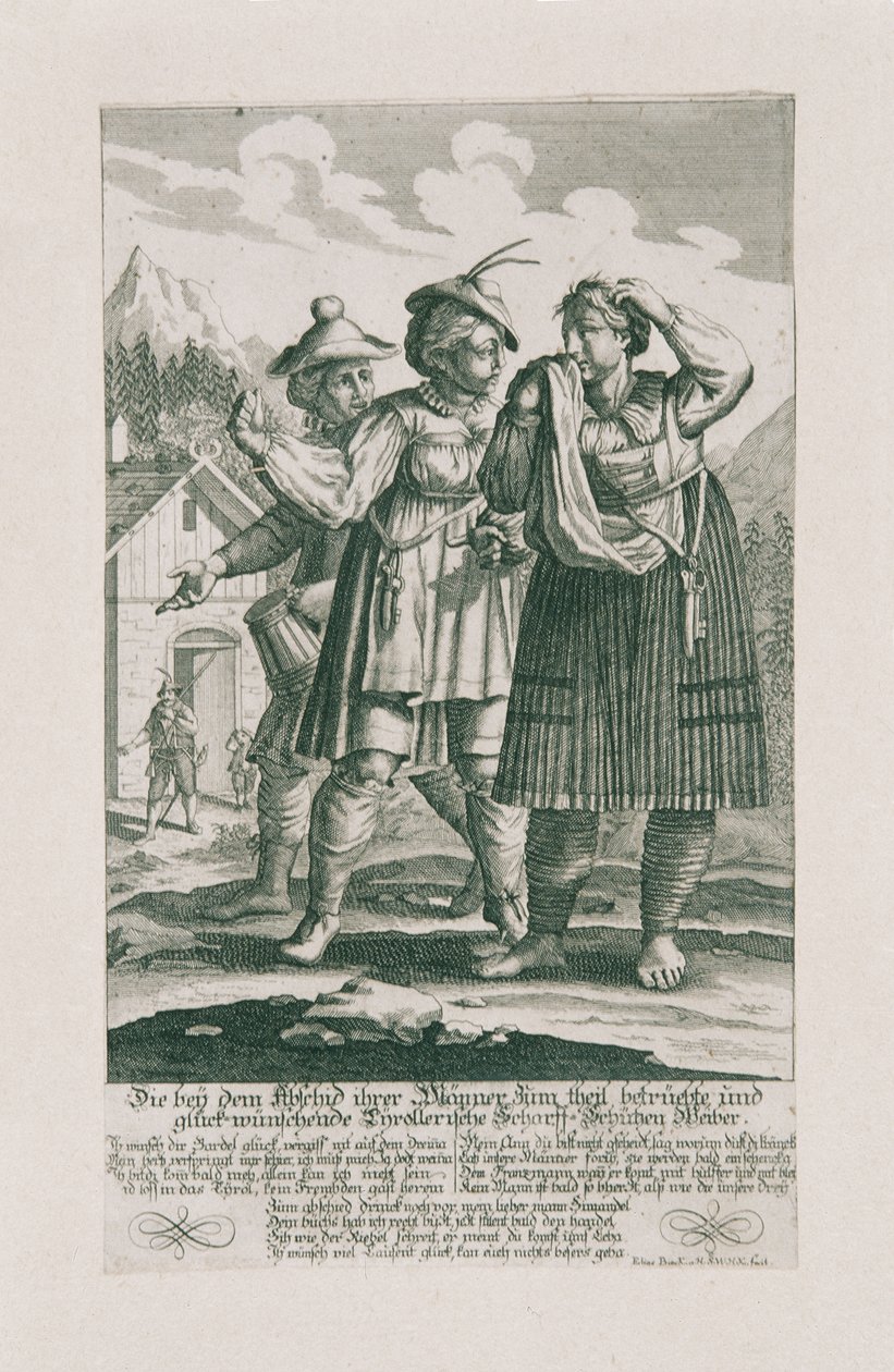 1703 Tirol Savunması: Tyrollerische Scharff-Schützen kadınları by Elias Baeck