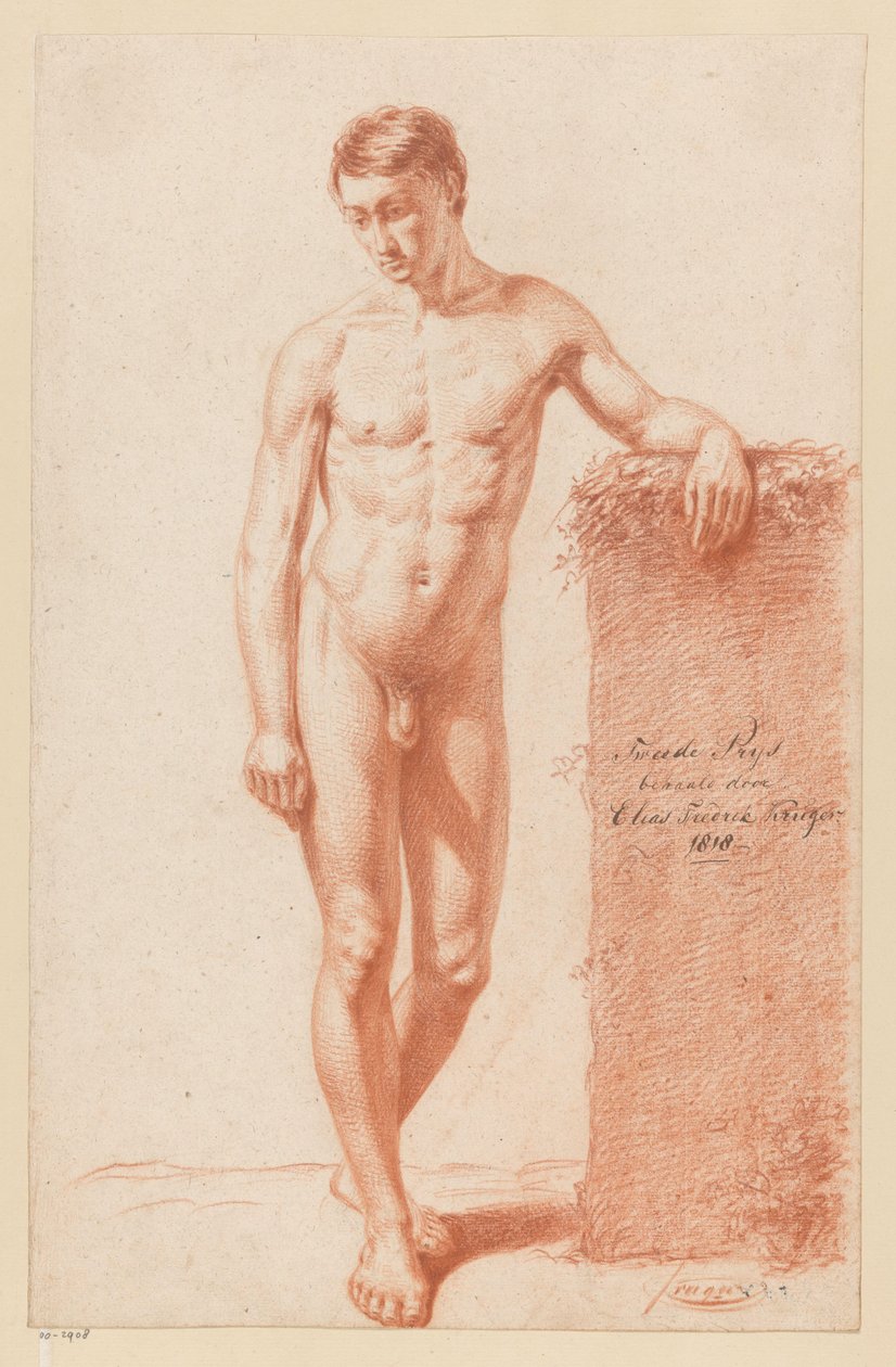 Önden bakıldığında çıplak duran erkek (2. ödül 1818) by Elias Friedrich Kruger