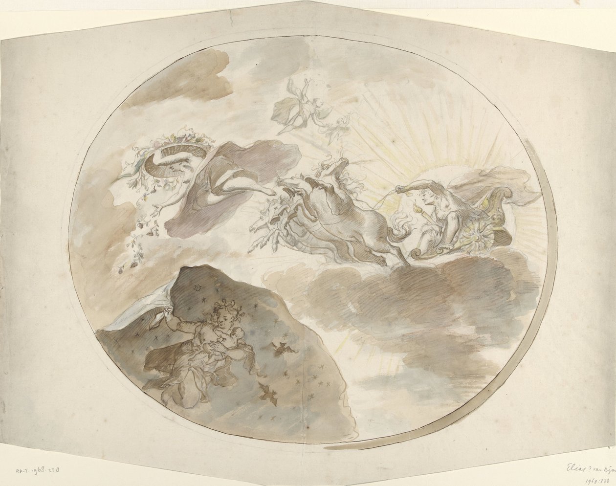 Aurora'nın Geceyi kovaladığı tavan boyama tasarımı by Elias van Nijmegen (possibly)