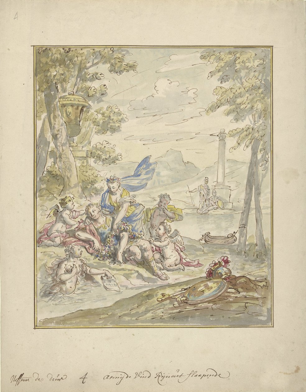 Armida ve Rinaldo ile bir oda boyama tasarımı by Elias van Nijmegen