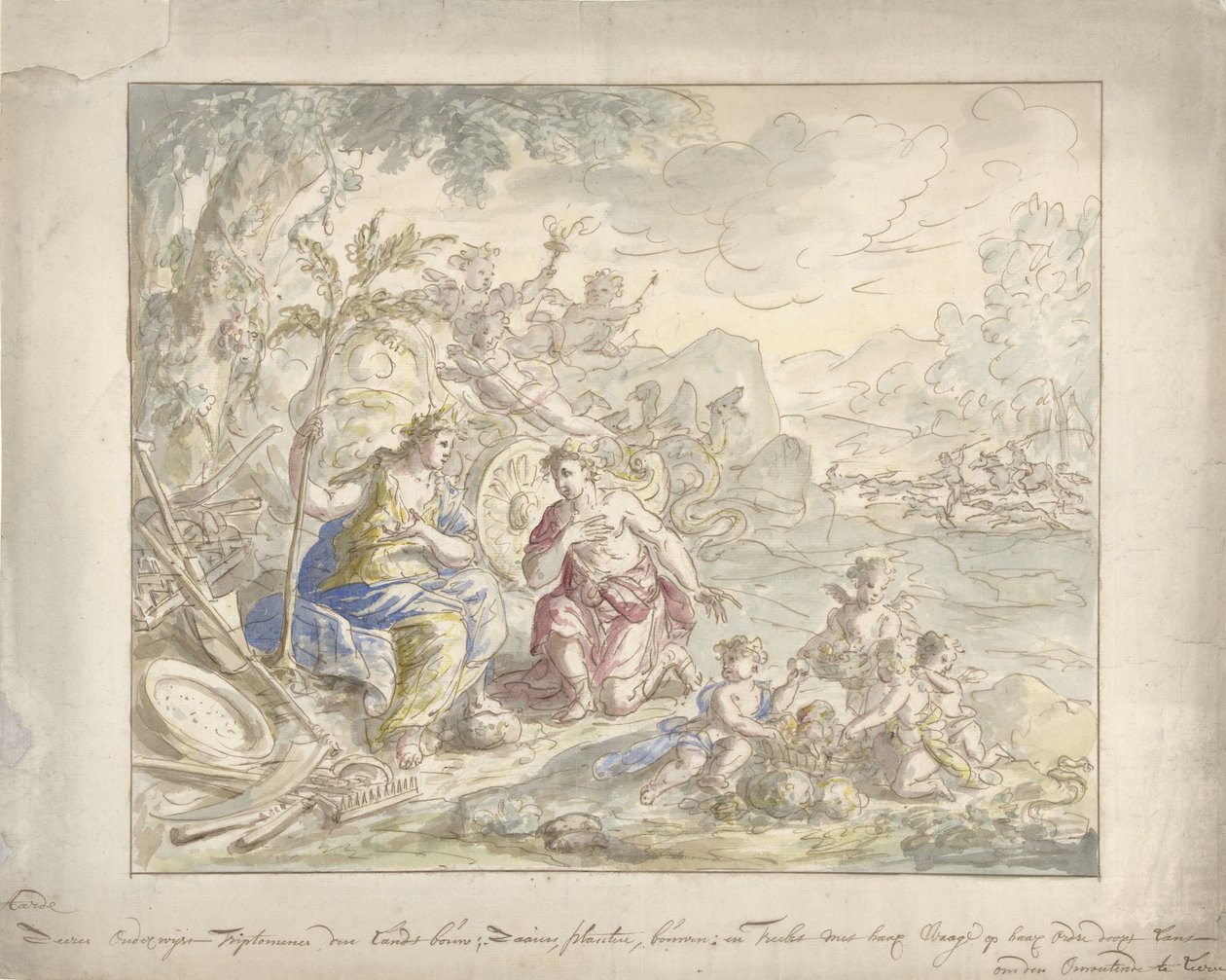 Dünya alegorisine sahip bir oda resmi tasarımı by Elias van Nijmegen