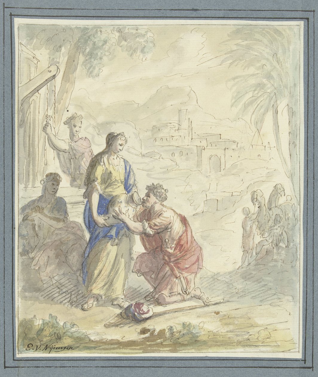 Rebekah ve Eliezer kuyuda by Elias van Nijmegen