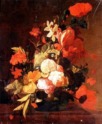 Güller, laleler, konvolvuli vb. by Elias van den (follower of) Broeck