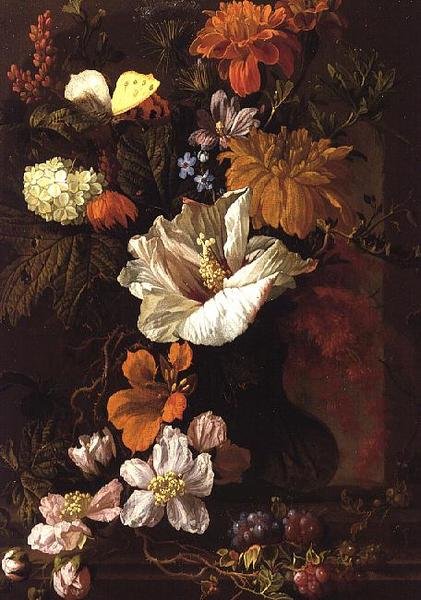 Çiçeklerin Natürmortu (panel) by Elias van den Broeck