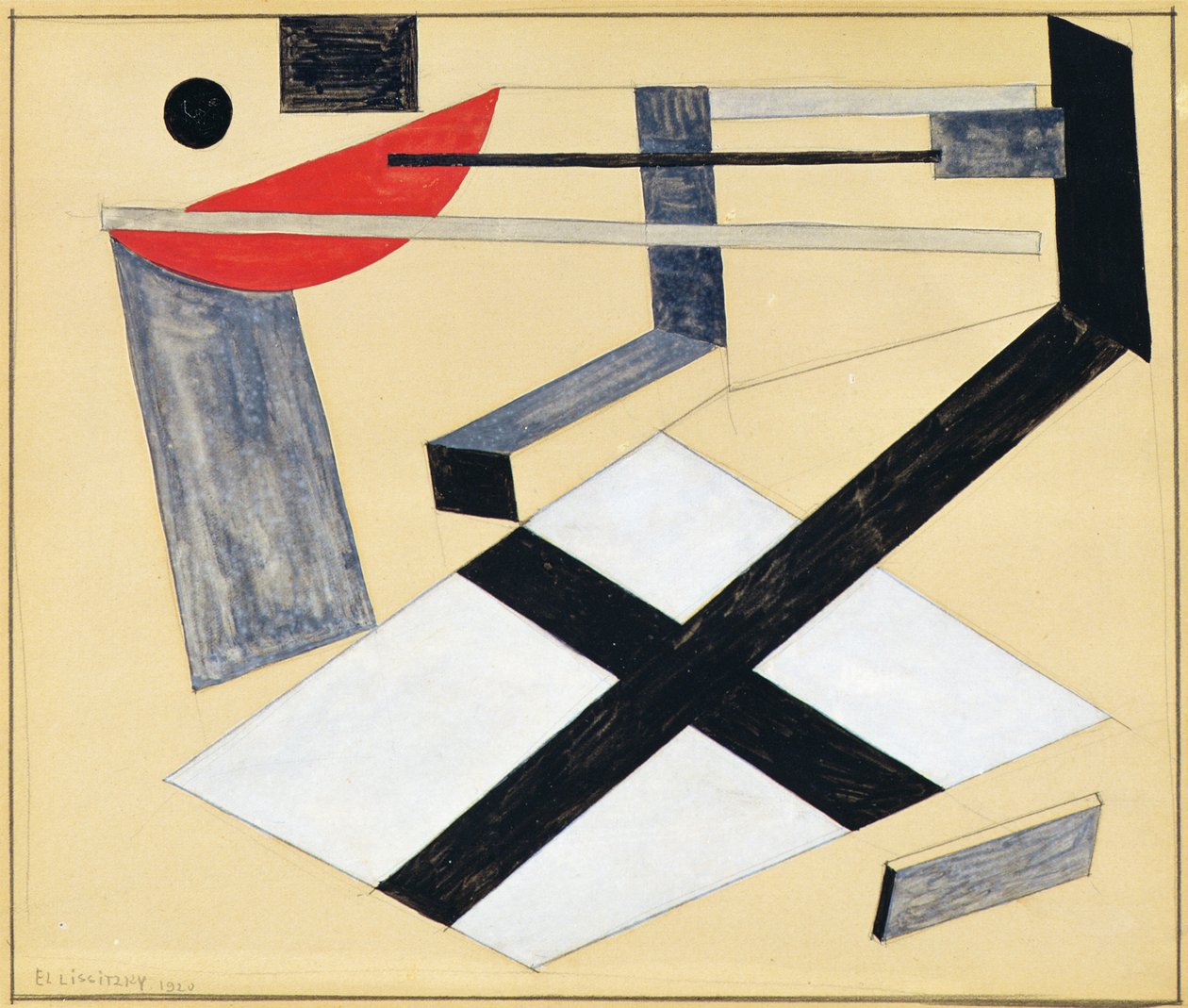 Proun30T için Çalışma, 1920 by Eliezer Markowich Lissitzky