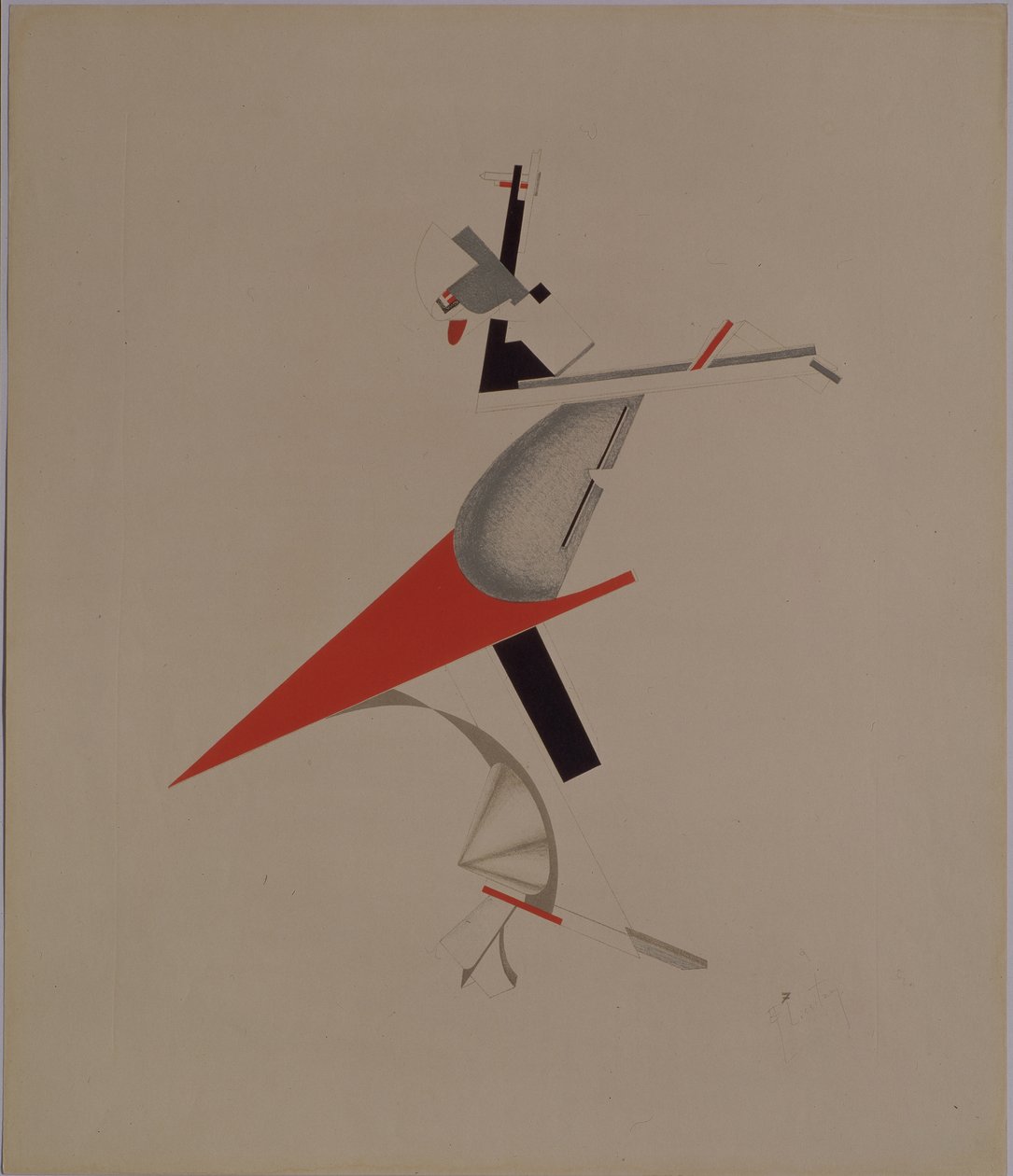 Ruffian. A. Kruchenykh, 1920-1921 tarafından Güneşe Karşı Zafer operası için heykelcik by Eliezer Markowich Lissitzky