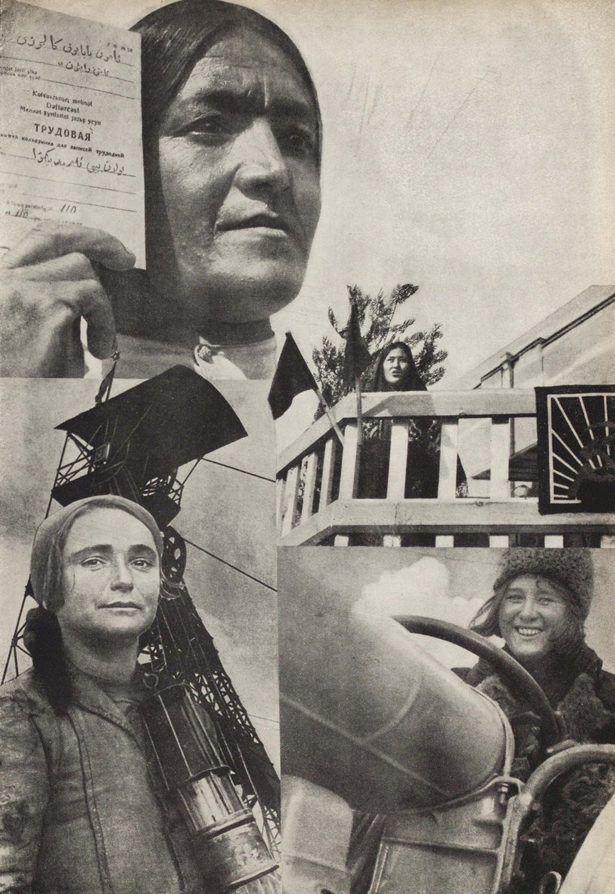 Sovyet kadın. SSCB Sosyalizmi İnşa Eder, 1933'ten bir çizim. by Eliezer Markowich Lissitzky