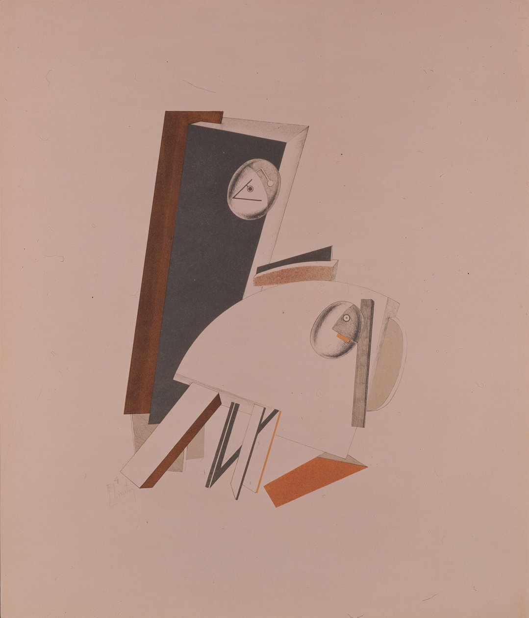 Korkaklar. A. Kruchenych'in Güneşe Karşı Zaferi operası için heykelcik, 1920-1921 by Eliezer Markowich Lissitzky