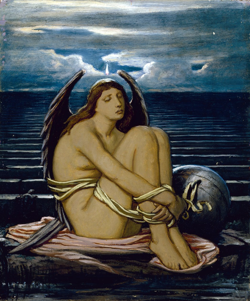 Esaretteki Ruh, c. 1891 (karton üzerine yağlı boya) by Elihu Vedder