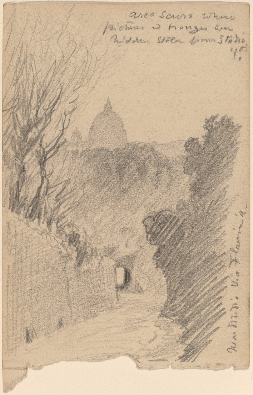 Arco Oscuro - Via Fiaminia Üzerinde, c. 1890. by Elihu Vedder