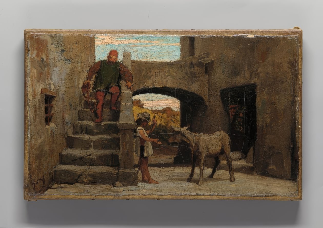 Değirmenci, oğlu ve eşeğin masalı by Elihu Vedder