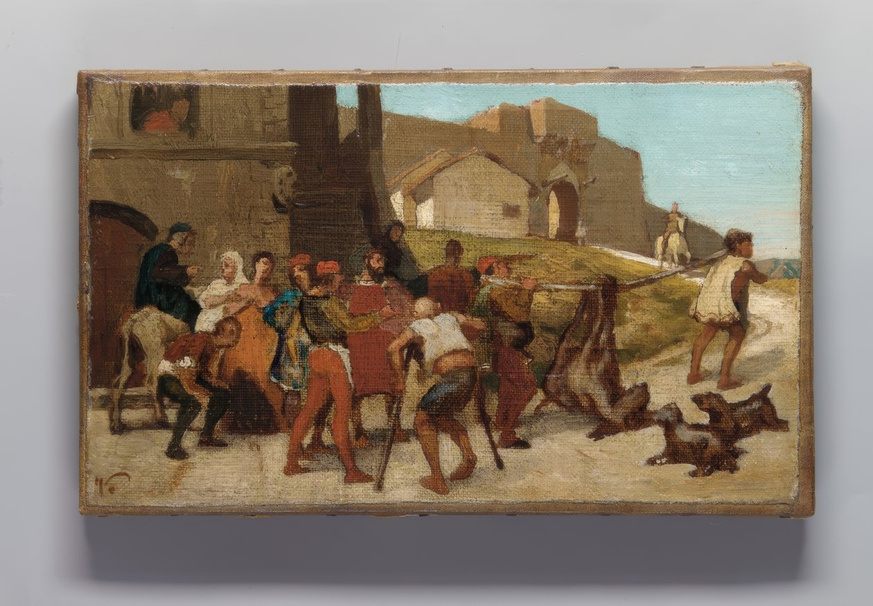 Değirmenci, oğlu ve eşeğin masalı by Elihu Vedder