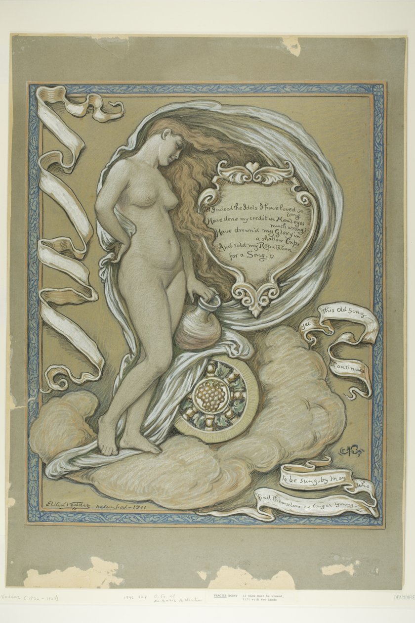 Ömer Hayyam Rubaiyat için Şekil Çalışması by Elihu Vedder