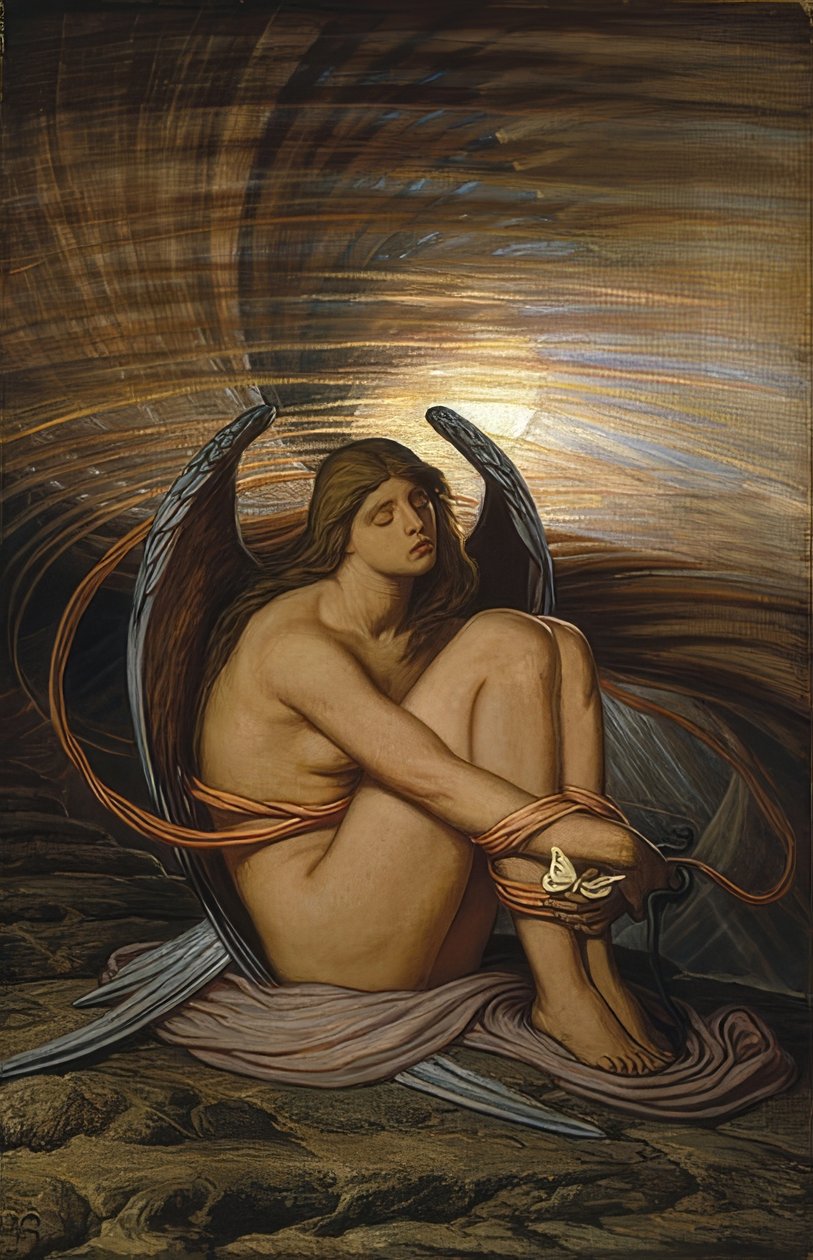 Zincirlenmiş ruh. 1891-92 by Elihu Vedder