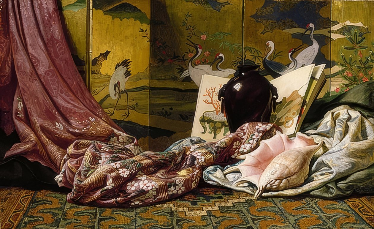Japon natürmort. 1879 by Elihu Vedder