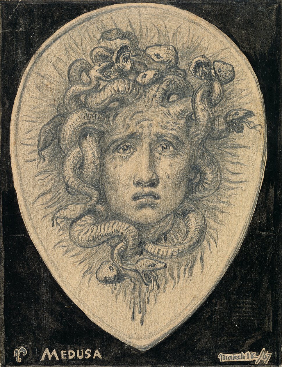 Medusa, 1867 (kağıt üzerine kalem ve mürekkep) by Elihu Vedder