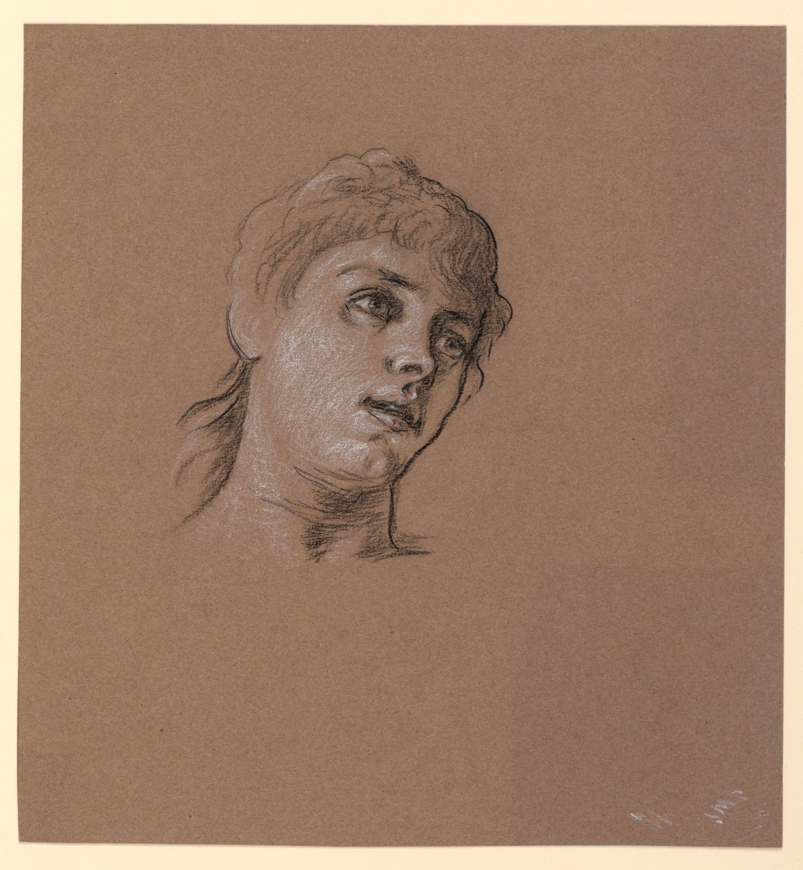 Genç Bir Kızın Portre Kroki by Elihu Vedder