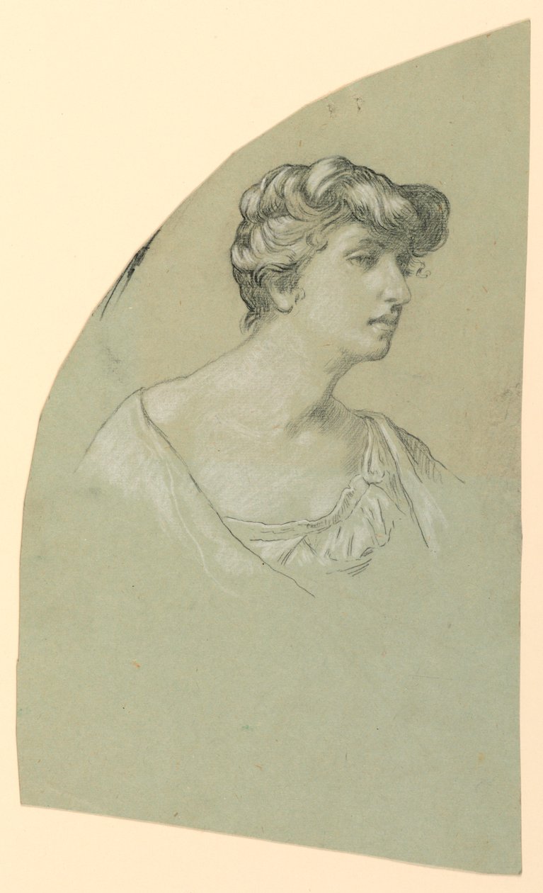 Genç Bir Kadının Portre Kroki by Elihu Vedder