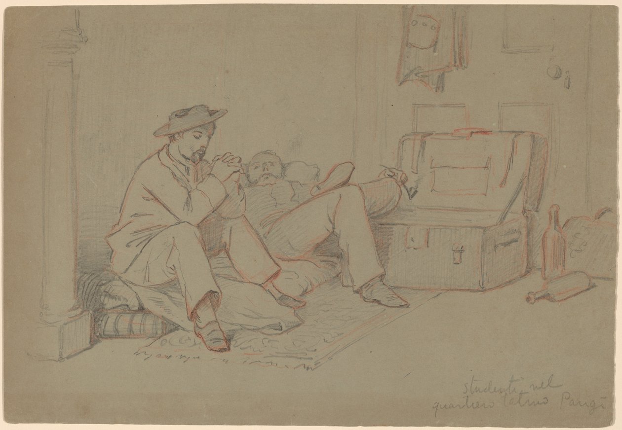 Latin Mahallesi'ndeki öğrenciler, Paris, c. 1858. by Elihu Vedder