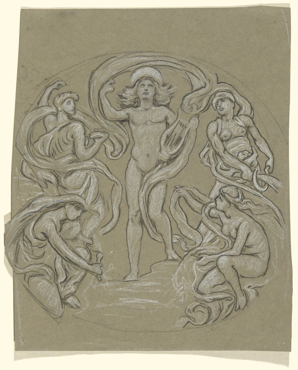 Huntington Tavan Merkezi Dairesi Çalışması: Apollo ve Görevliler by Elihu Vedder