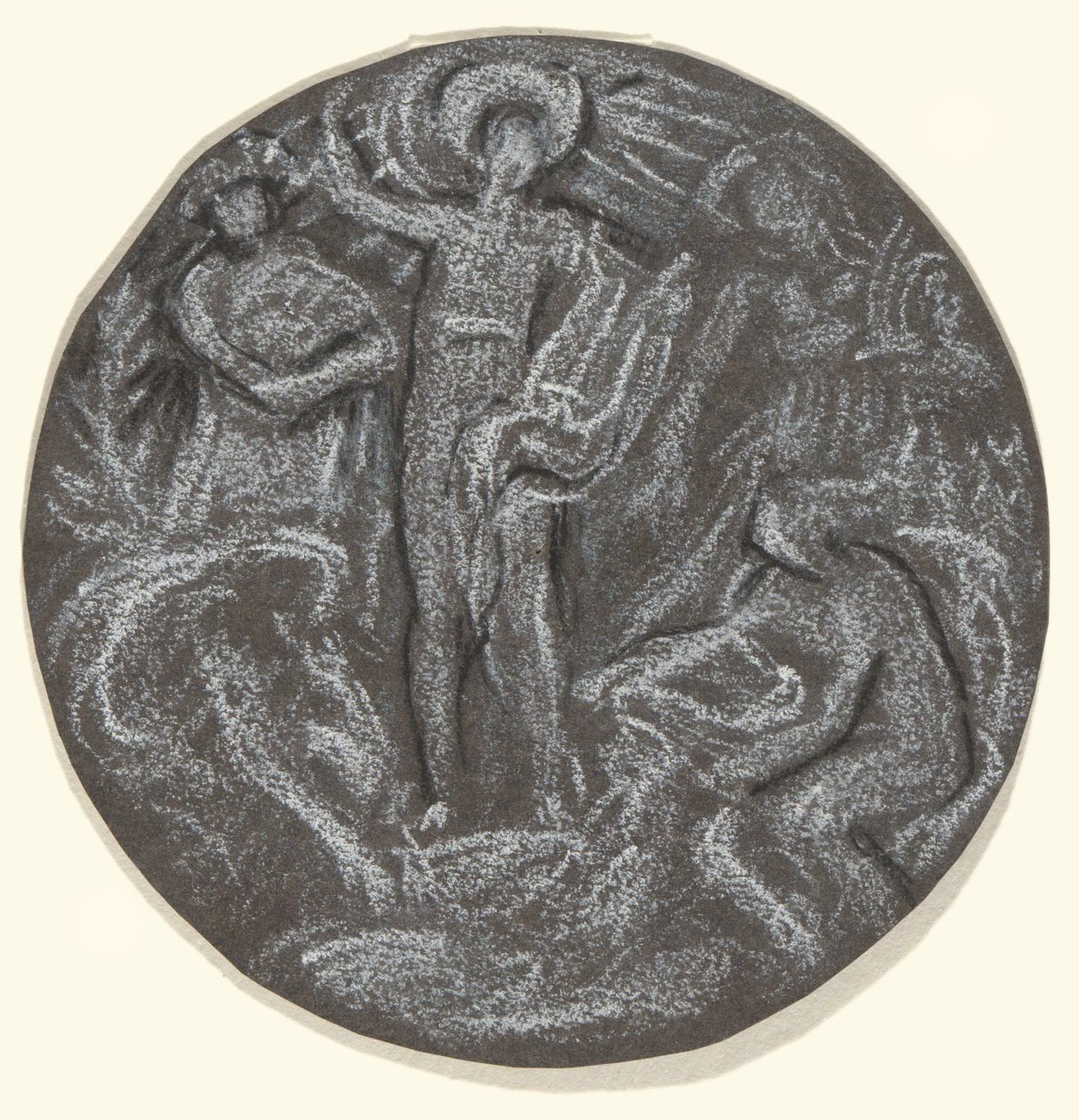 Huntington Tavan Merkezi Tondo için Çalışma: Apollo ve Dört Mevsim by Elihu Vedder