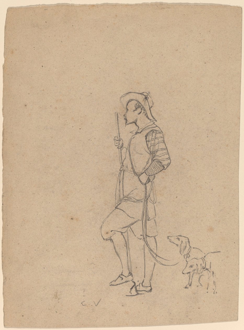Köpeklerle Avcı Çalışması by Elihu Vedder