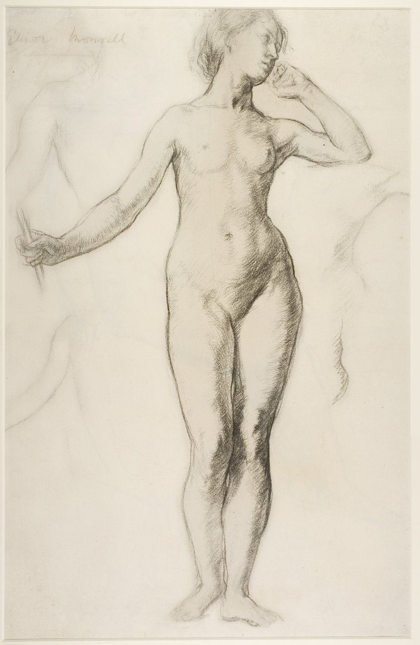 Ayakta Çıplak Kadın, c.1897 (kağıt üzerinde tebeşir) by Elinor Mary Darwin