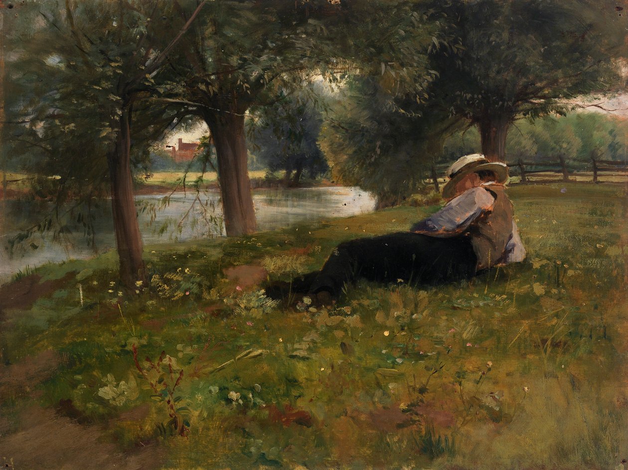 Bir Derenin Yanında Yatan Adam, 19. yüzyılın sonları ile 20. yüzyılın başlarında. by Eliphalet Frazer Andrews