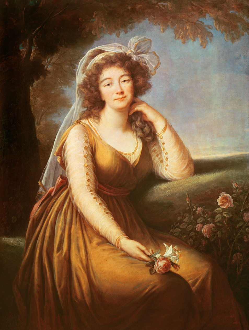 Bir gül tutan Barry Kontesi by Elisabeth Louise Vigee Lebrun