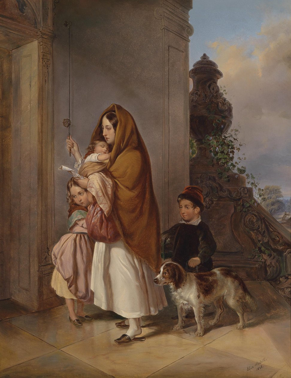 Mutter mit ihren Kindern in Not by Elisabeth Modell
