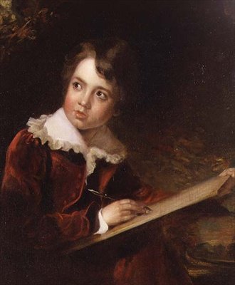 genç çocuk, yazma by Elisabeth Louise (attr. to) Vigee Lebrun