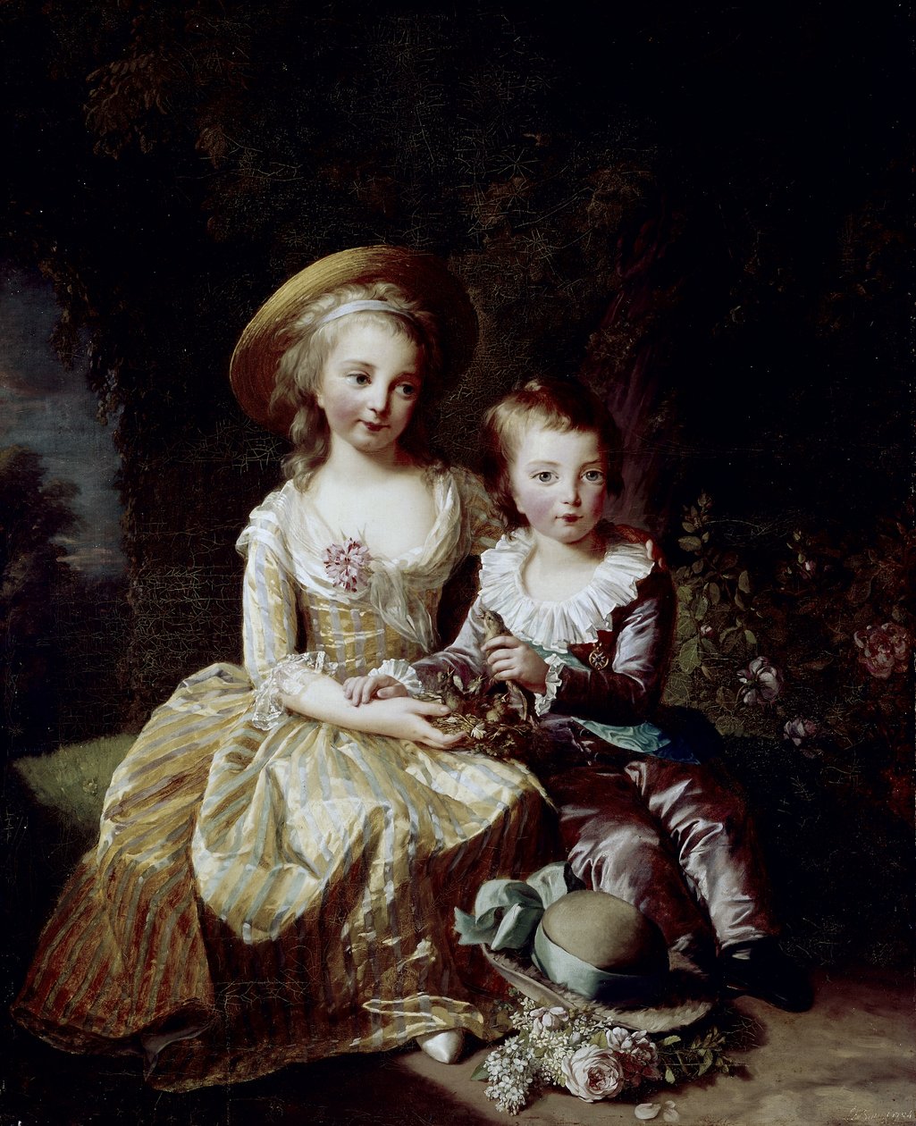Fransa'dan Marie Thérèse Charlotte ve Fransa'dan Delfino Louis Joseph Xavier'in portresi by Elisabeth Louise Vigee Lebrun