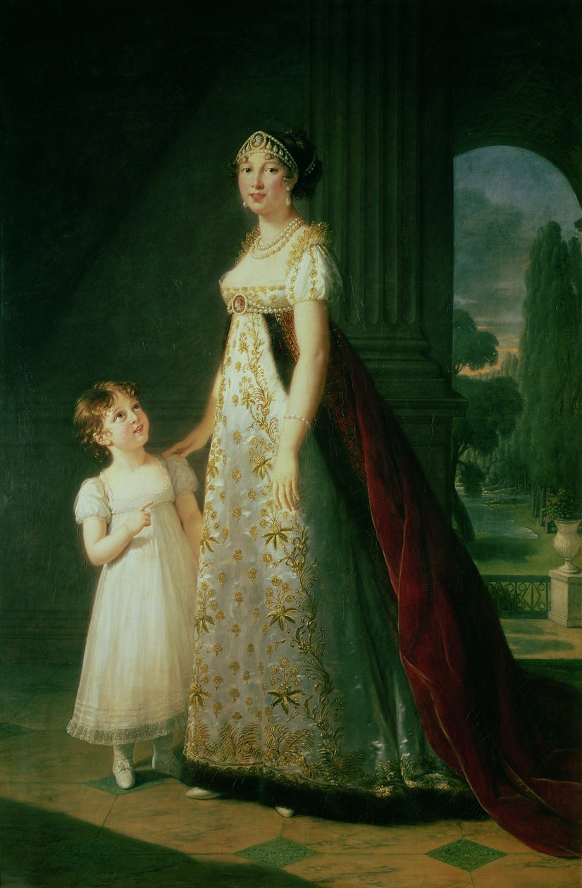 Maria Carolina Bonaparte (1782-1839) Napoli Kraliçesi ve kızı Laetitia Murat by Elisabeth Louise Vigee Lebrun