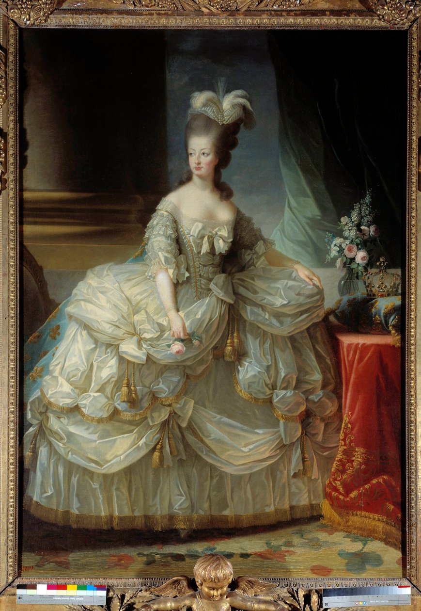 Lorraine Habsburg Fransa Kraliçesi (1755-1793) tarafından büyük mahkeme kıyafeti içinde Marie Antoinette