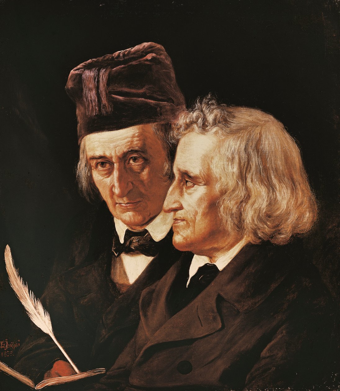 Jacob ve Wilhelm Grimm kardeşlerin portresi by Elisabeth Maria Anna Jerichau Baumann