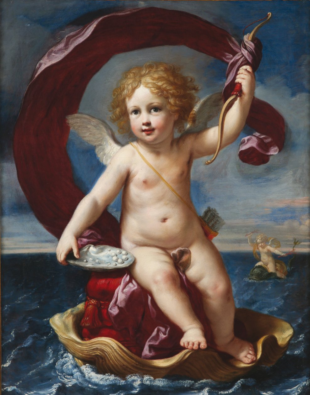 Denizde aşk tanrısı muzaffer Amorino Medici, 1661. by Elisabetta Sirani