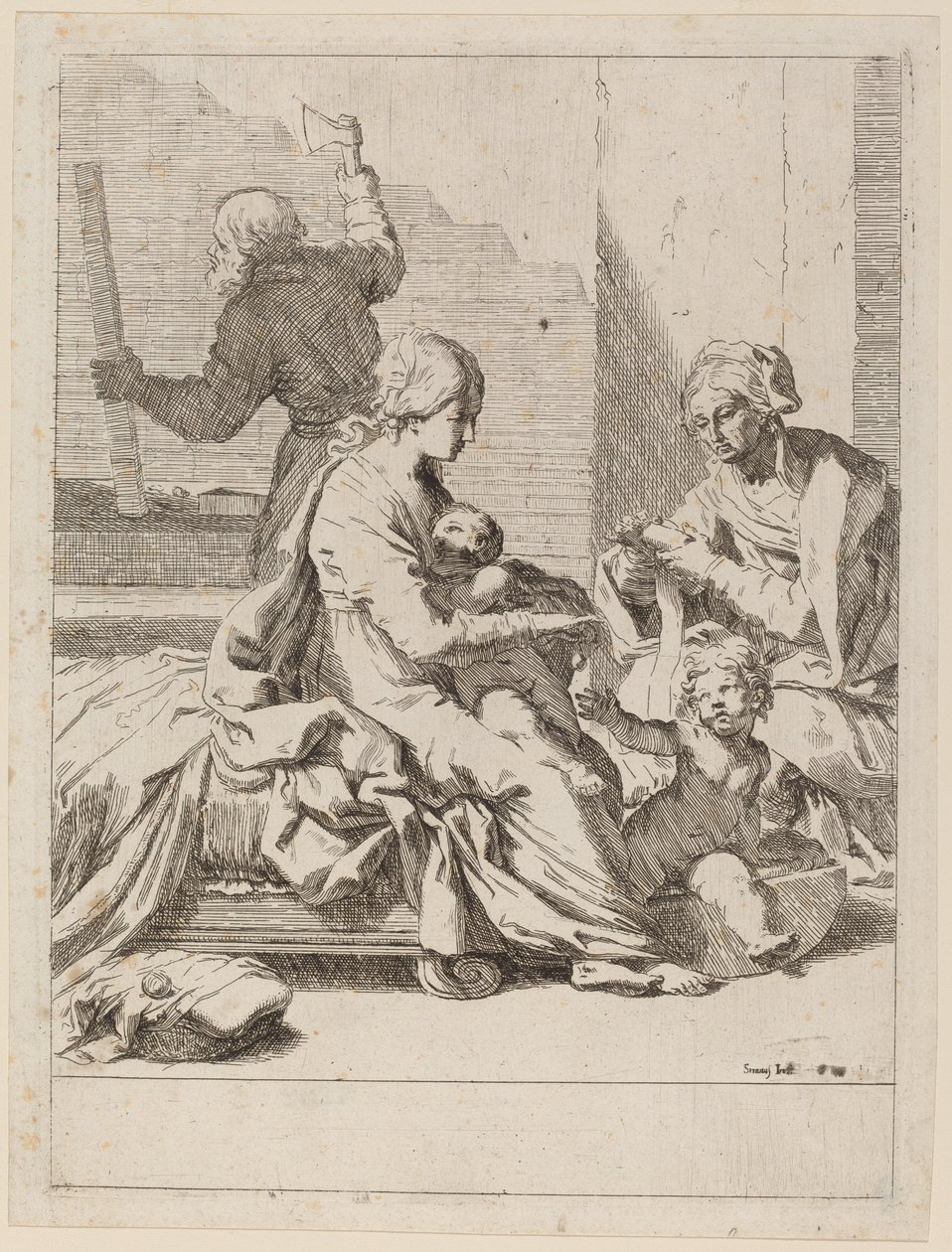 Aziz Elizabeth ve Vaftizci Yahya ile Kutsal Aile by Elisabetta Sirani