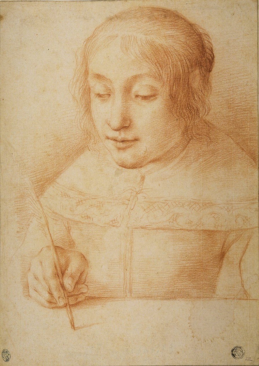 Yazan veya Çizim Yapan Genç Kadın by Elisabetta Sirani