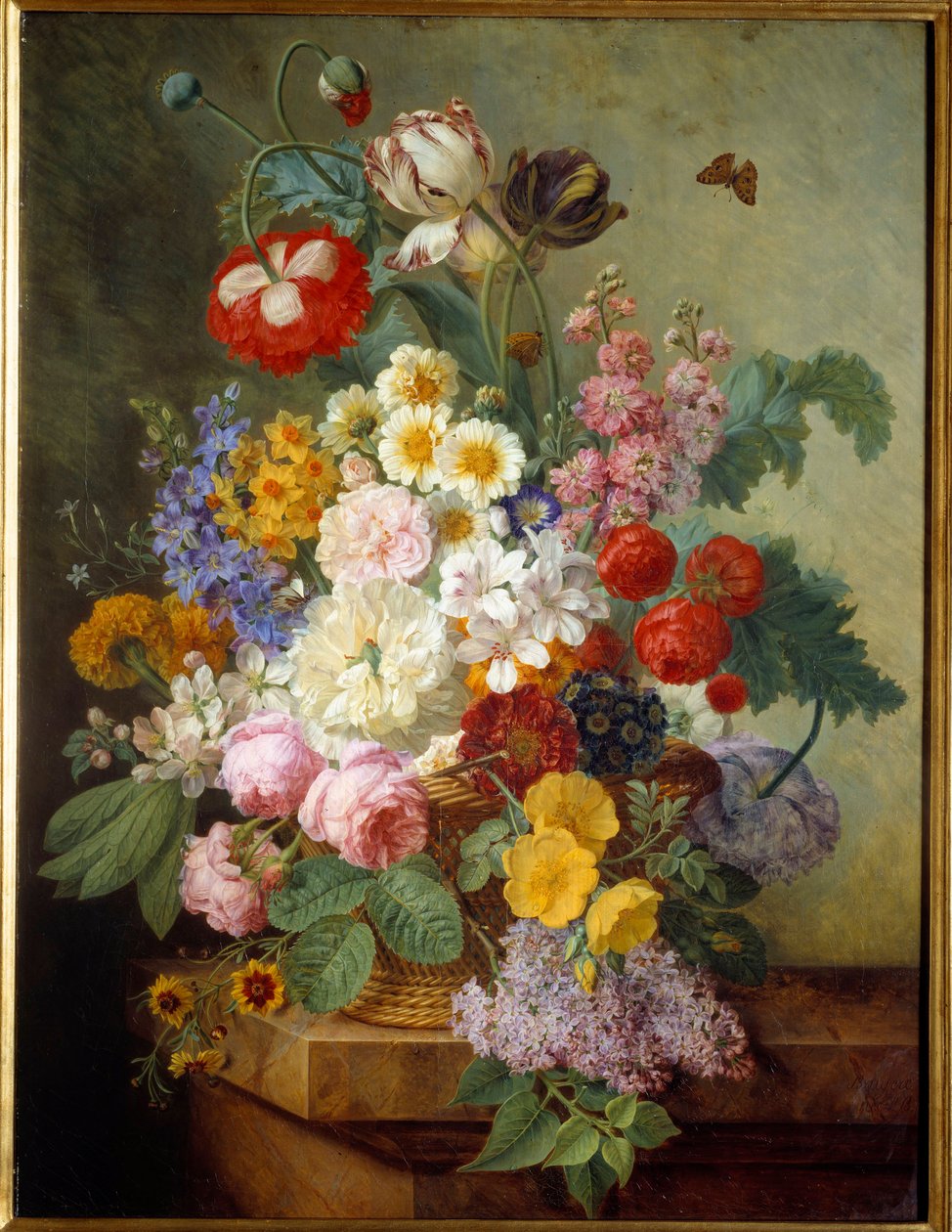 Bir Rocaille Tablosunda Çiçekler Elise Bruyere (1776-1842) 1836 Güneş. 0,84x0,64 m Rouen, musee des Beaux Arts - Bir kayadaki çiçekler. Elise Bruyere