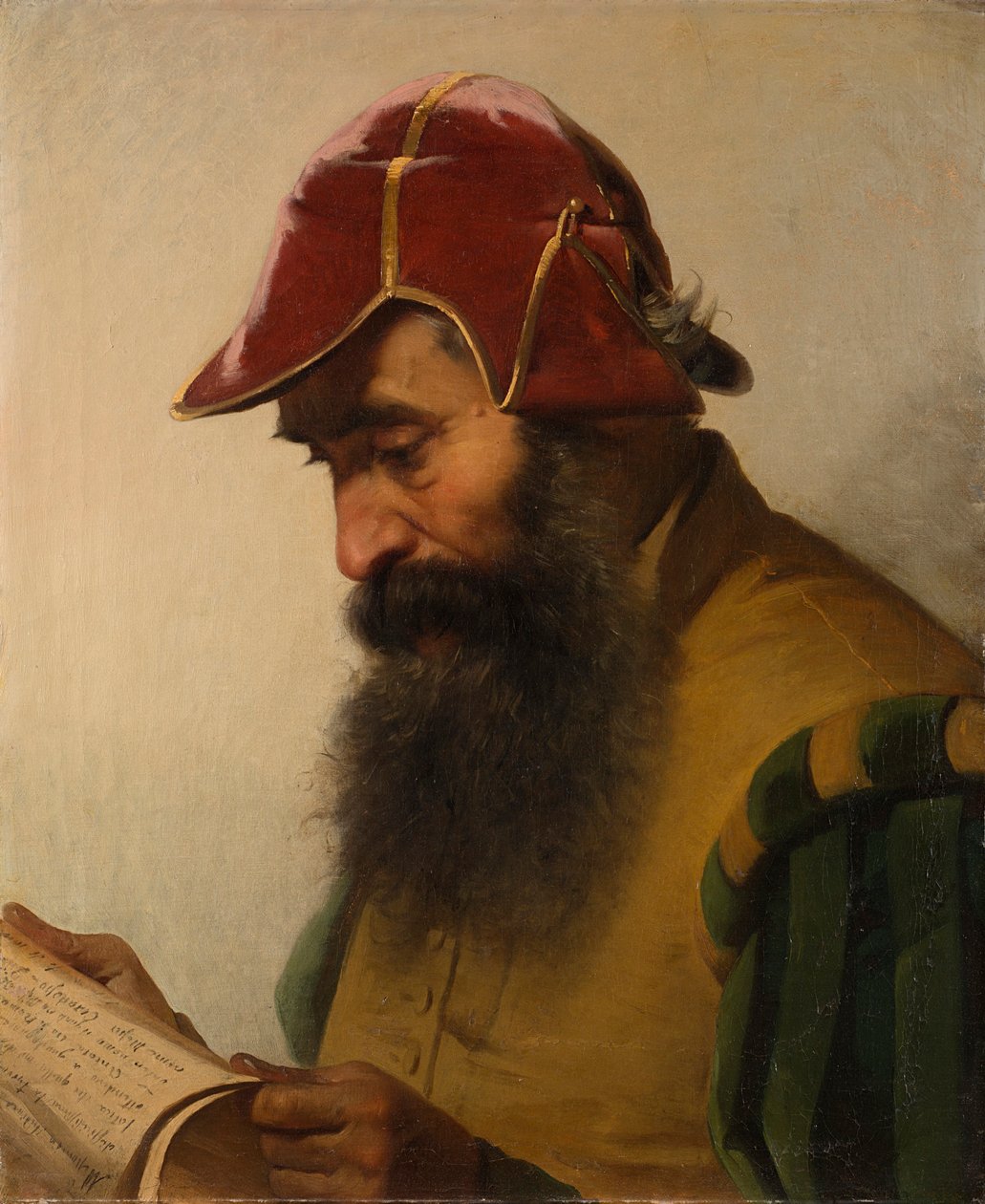 Benvenuto Cellini müsveddesini okuyor. by Eliseo Sala