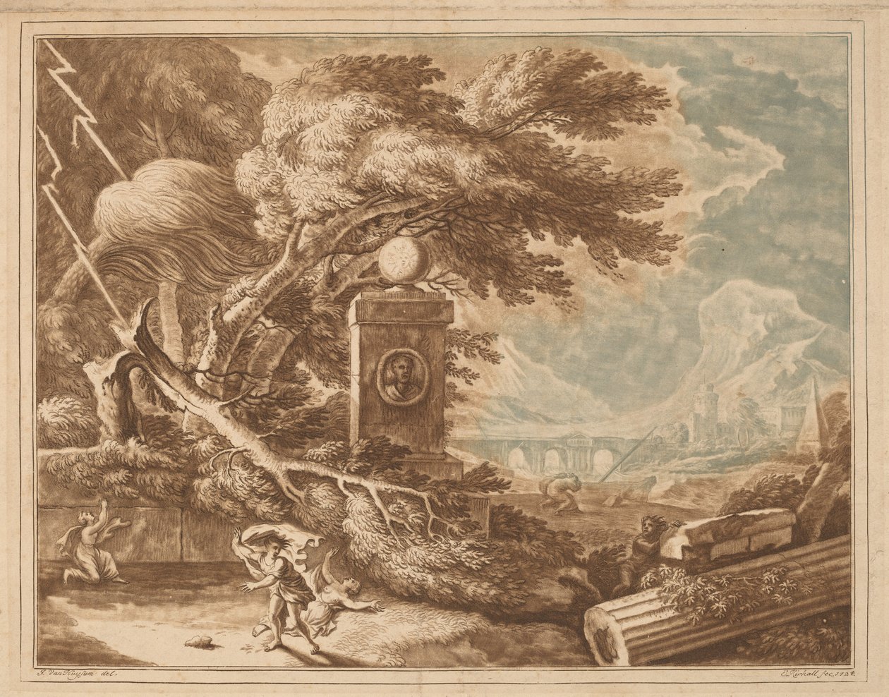 Kahramanca Fırtınalı Manzara by Elisha Kirkall, after Jan van Huysum
