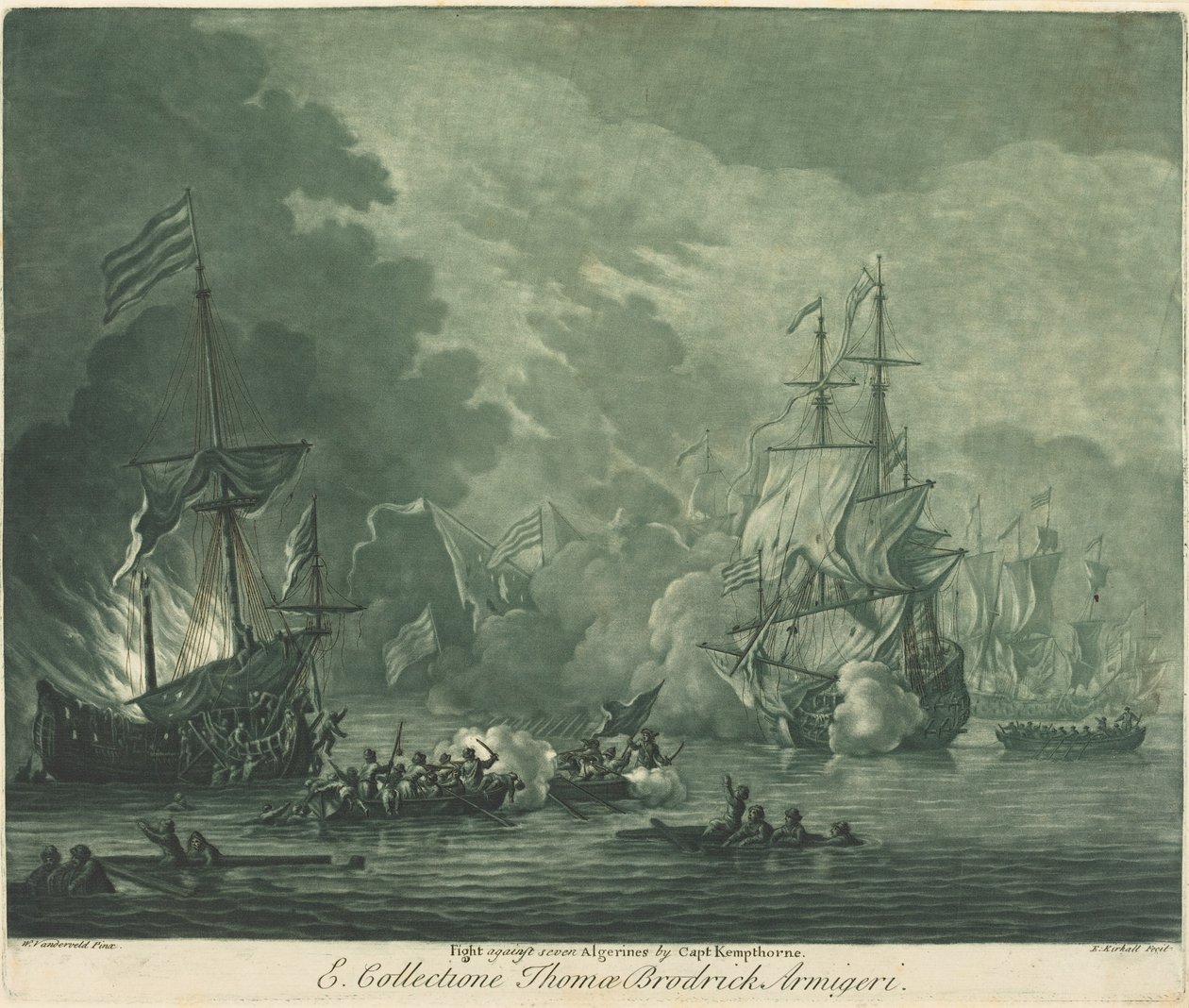 Yedi Cezayirliye Karşı Savaş by Elisha Kirkall after Willem van de Velde the Elder